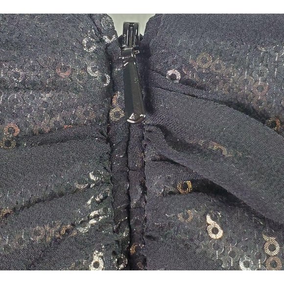 Tadashi Shoji Black Ruched Silk Layered Sequin Coc - Picture 14 of 14